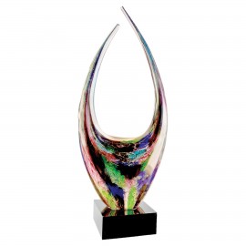 16.75" Dual Rising Black Base Art Glass Award with Logo