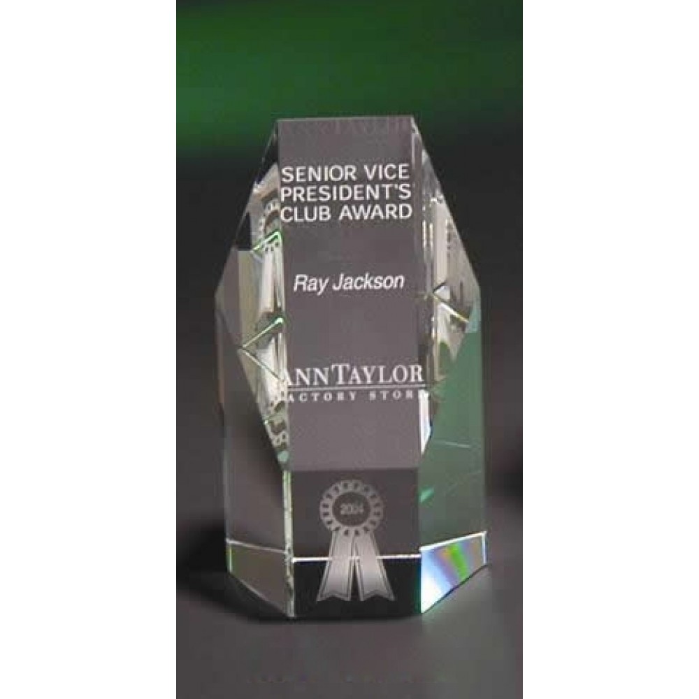 5" Hexagonal Tower Crystal Award with Logo