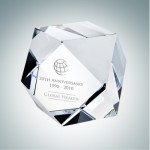 Laser-etched Hexagon Optical Crystal Paper Weight