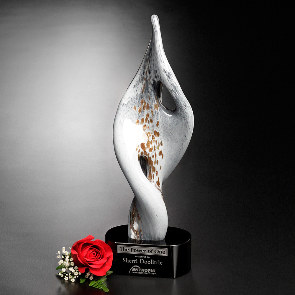 White Swirl Award 15" with Logo