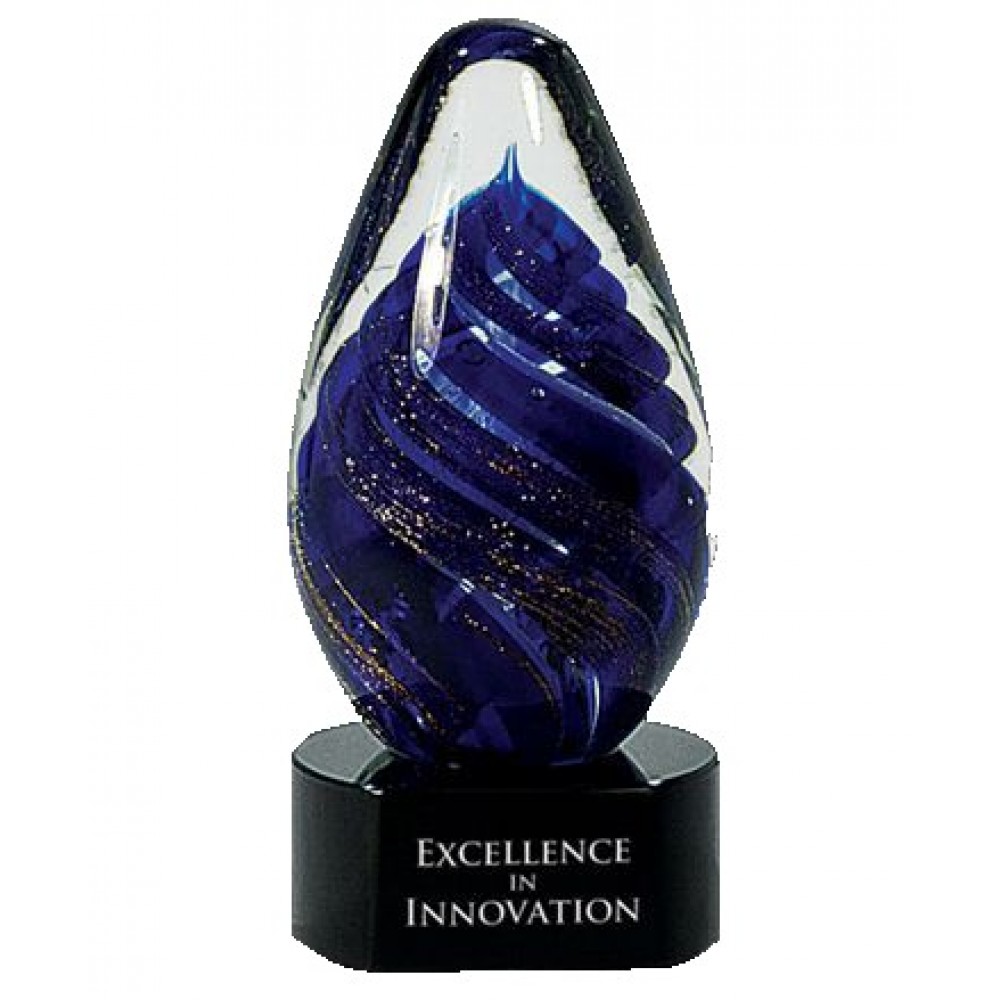 Bubble Art Glass Award for Excellence in Innovation with Logo