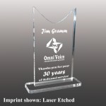 Small Ribbon Tail Shaped Etched Acrylic Award with Logo