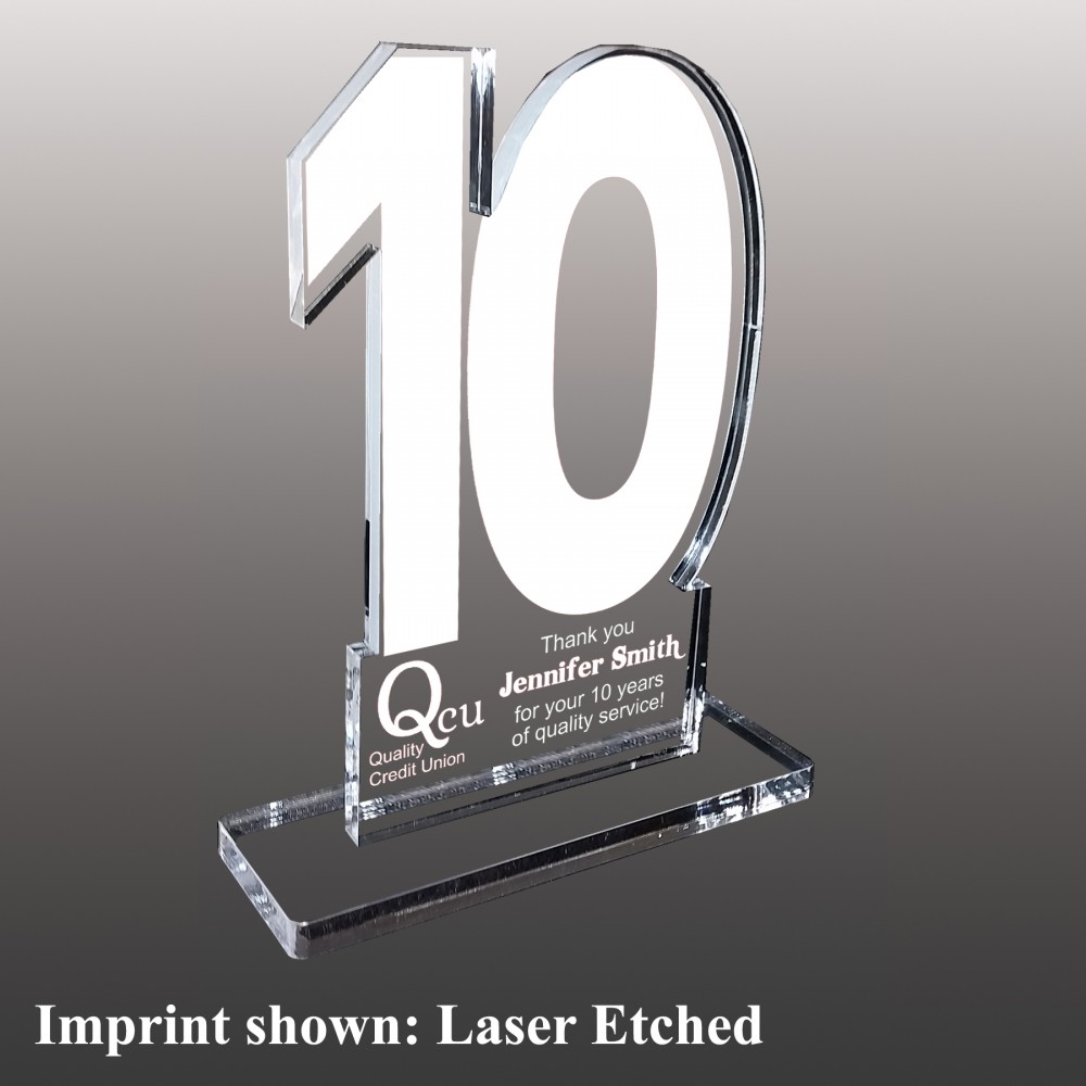 Customized Medium 10 Shaped Etched Acrylic Award