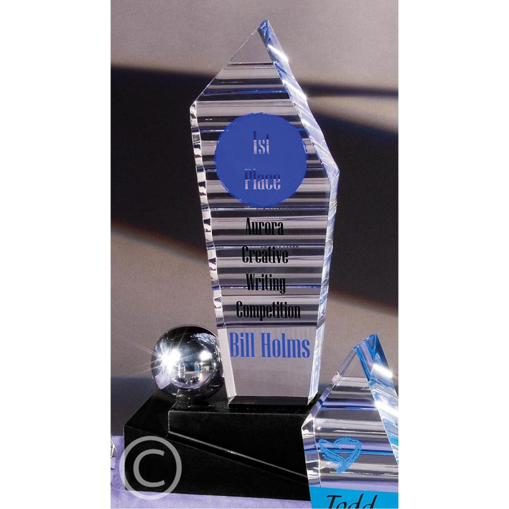 Blue Wire Acrylic Award - Wired In with Logo Blue Wire Acrylic Award - Wired In with Logo