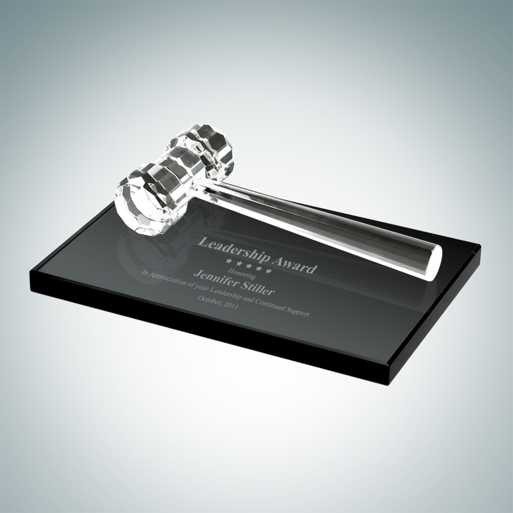 Gavel Optical Crystal Award Plaque Laser-etched Gavel Optical Crystal Award Plaque Laser-etched