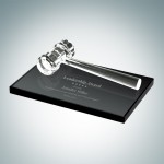 Gavel Optical Crystal Award Plaque Laser-etched