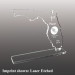 Large Florida Shaped Etched Acrylic Award with Logo