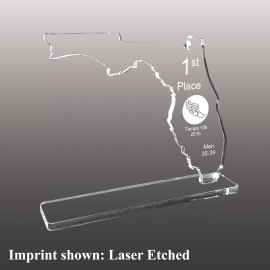 Large Florida Shaped Etched Acrylic Award with Logo  Large Florida Shaped Etched Acrylic Award with Logo