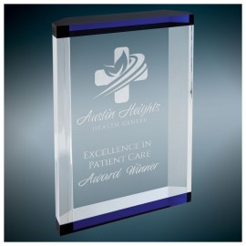 5" x 7" - Blue Banded Acrylic Awards - Laser Engraved - USA-Made with Logo