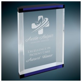 5" x 7" - Blue Banded Acrylic Awards - Laser Engraved - USA-Made with Logo  5" x 7" - Blue Banded Acrylic Awards - Laser Engraved - USA-Made with Logo