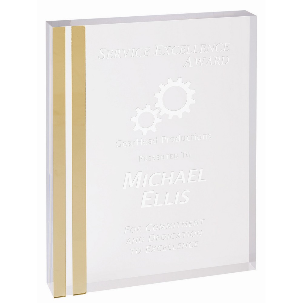 Laser-etched 4" x 6" Rectangle Acrylic with Gold Edge Laser-etched 4" x 6" Rectangle Acrylic with Gold Edge