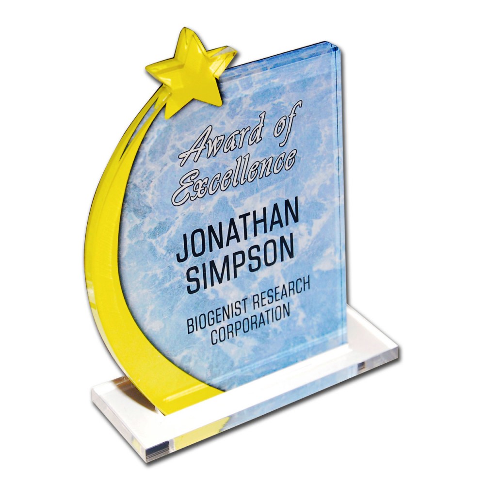 9 Square Inch Custom Acrylic Desk Plaque W/ Stand with Logo