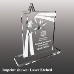 Small Triple Hollow Star Etched Acrylic Award with Logo