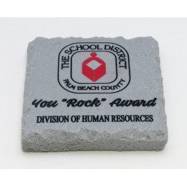 Logo Branded 4" Square Chiseled Edge Paperweight