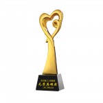 Custom Resin Trophy Golden Love Heart Shape Award with Logo