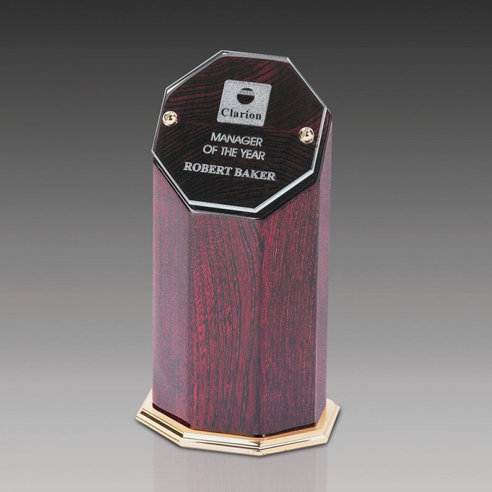 Promotional Cherry Hexagon Glass Award 6.75"