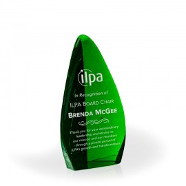Apogee Emerald Recycled Glass Tower Award, 10.5" with Logo