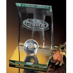 Arched Crystal Globe Award (Large) with Logo