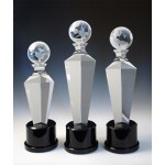 Custom Etched World Homage Award - Optic Crystal (11"x3 9/16"x3 9/16")