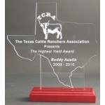 Great State of Texas Award w/ Rosewood Base - Acrylic (8 1/2"x7") Laser-etched