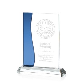 Logo Branded Landfield Award - Starfire/Blue 6"  Logo Branded Landfield Award - Starfire/Blue 6"