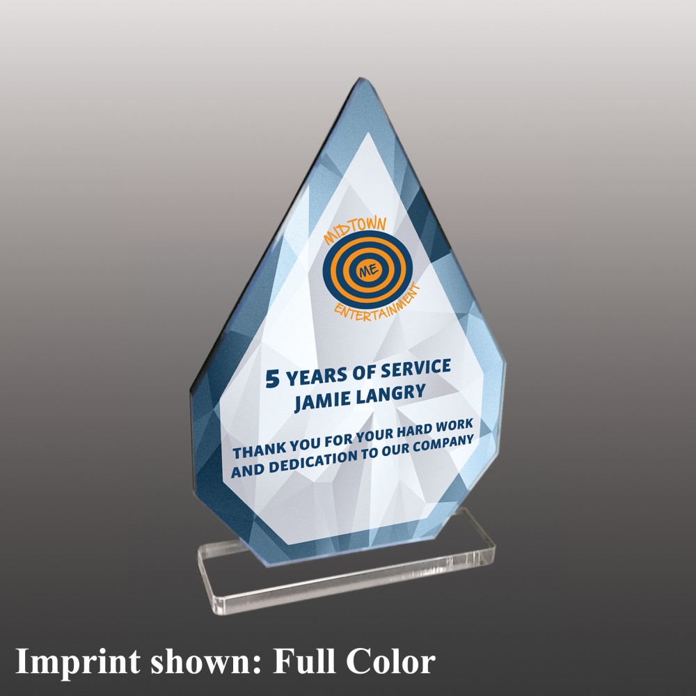 Small Inverted Diamond Shaped Full Color Acrylic Award with Logo