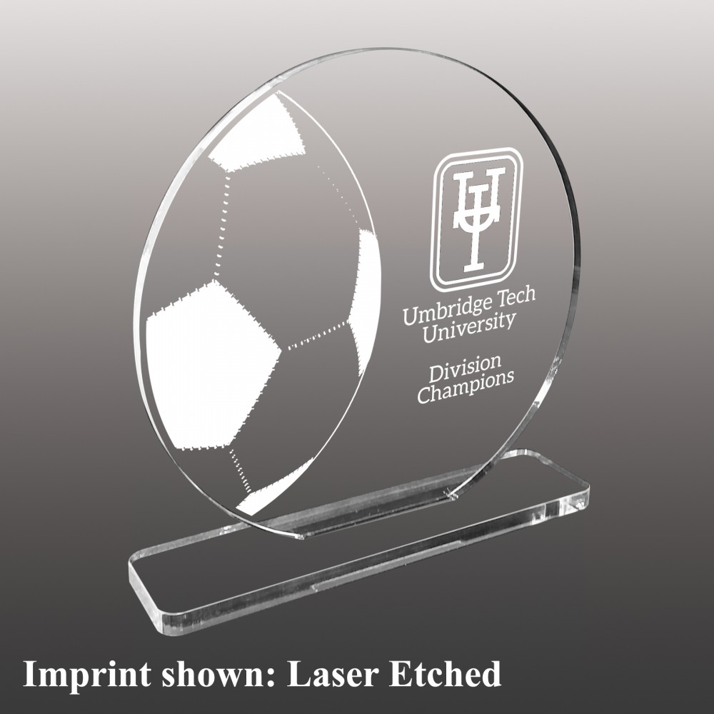 Custom Large Soccer Themed Etched Acrylic Award