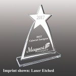 Large Star Top Triangle Shaped Etched Acrylic Award with Logo
