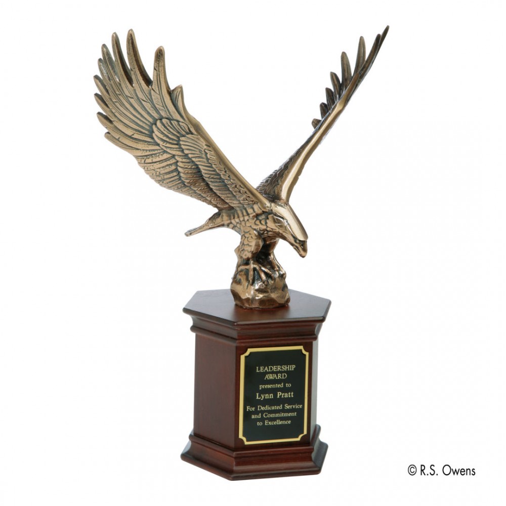 Customized Majestic Eagle - Antique Bronze/Mahogany 13"