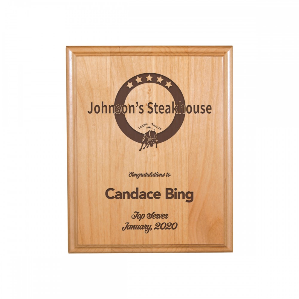 7" x 9" All American Red Alder Plaque with Logo