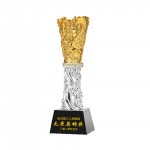 Golden Gradient Resin Trophy Custom Award With Base with Logo