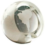 4" Crystal Globe Paperweight Award with Logo