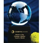 Custom 3" Blue Crystal Globe Award on Black Marble Base