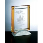 Amber Yellow Deco Award - Optic Crystal Laser-etched