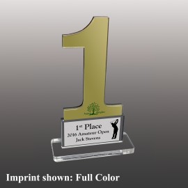 Large Number One Shaped Full Color Acrylic Award with Logo