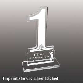 Personalized Small Number One Shaped Etched Acrylic Award