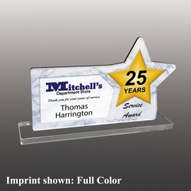 Logo Branded Large Rectangle w/Star Shaped Full Color Acrylic Award