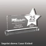 Small Rectangle w/Star Etched Acrylic Award with Logo
