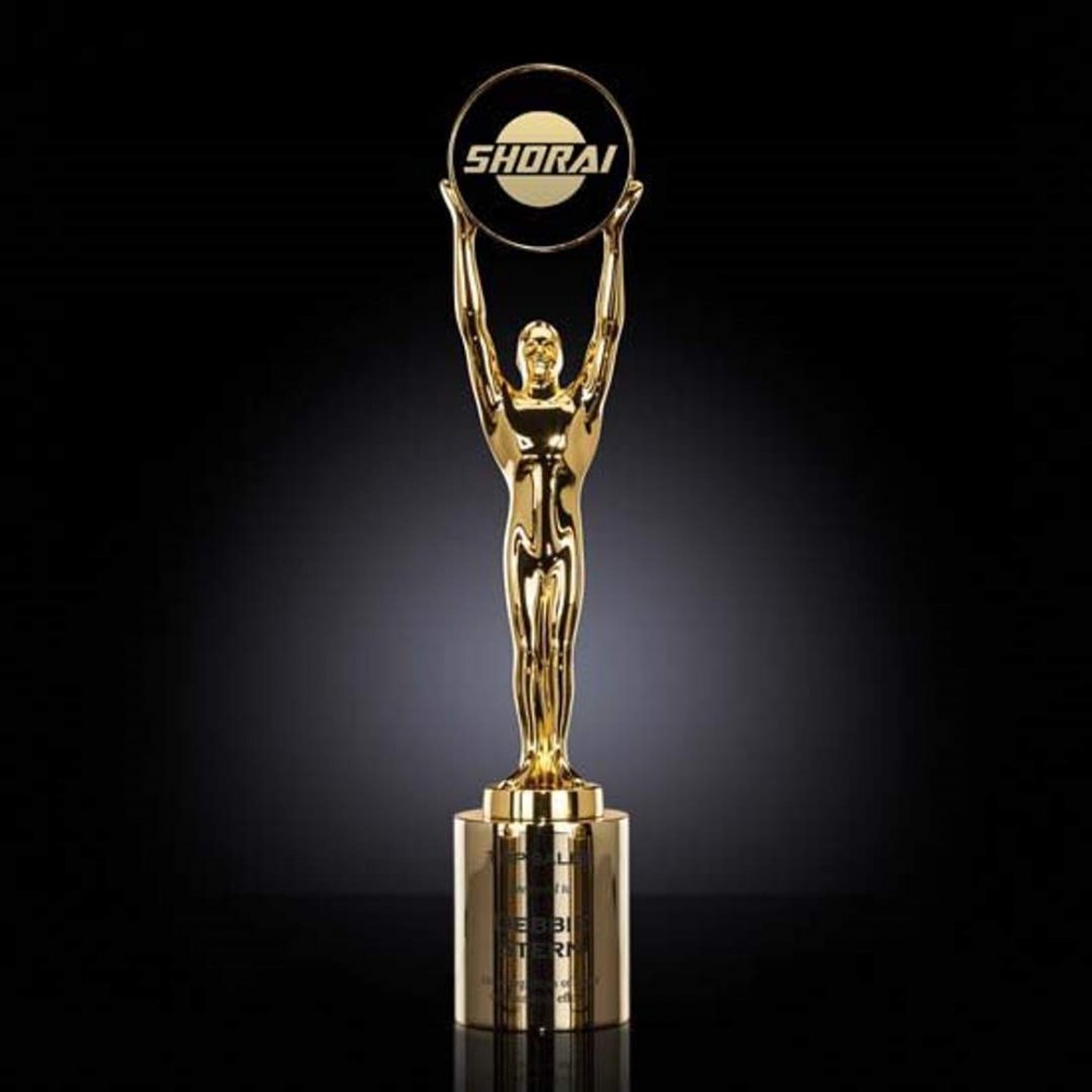 Promotional Champion Award L - Gold/Cylinder Base 15"