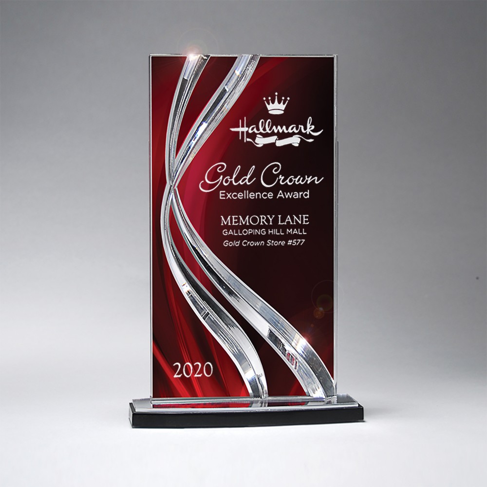 Custom Acrylic Sweeping Ribbon Award - Large Custom Acrylic Sweeping Ribbon Award - Large