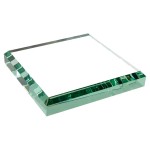 3" x 3" x 1/2" Jade Glass Paperweight 3" x 3" x 1/2" Jade Glass Paperweight Custom Etched