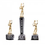 Logo Branded Customized Badminton Man Gold-Plated Award With Crystal Base