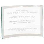 Jade Beveled Glass Crescent Award with Logo