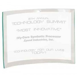 Jade Beveled Glass Crescent Award with Logo