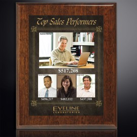 Aberdeen Walnut Plaque 8" x 10" with Sublimated Plate with Logo  Aberdeen Walnut Plaque 8" x 10" with Sublimated Plate with Logo