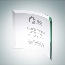 Beveled Bent Jade Glass Award Plaque (Small) with Logo