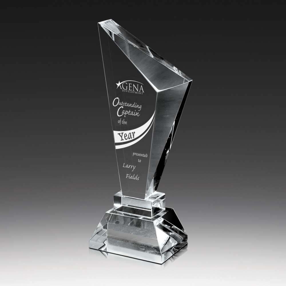 Personalized Slanted Crystal Obelisk Award 12"