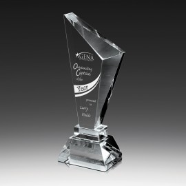 Personalized Slanted Crystal Obelisk Award 12"