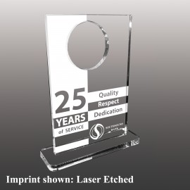 Medium Hollowed Rectangle Shaped Etched Acrylic Award with Logo