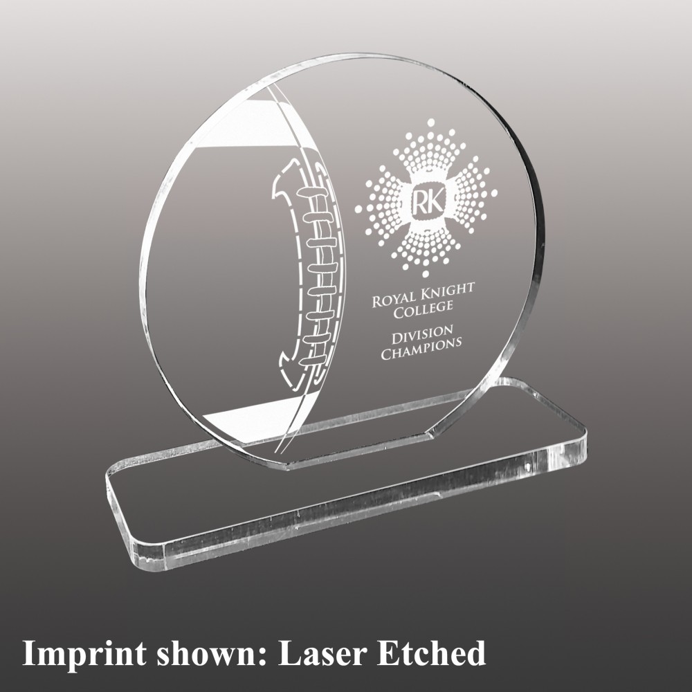 Small Football Themed Etched Acrylic Award with Logo
